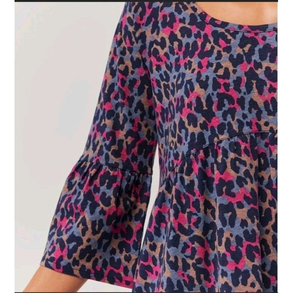 PACT Revive Flutter Sleeve Dress Small Leopard Print Organic Cotton Sustainable - Picture 2 of 16